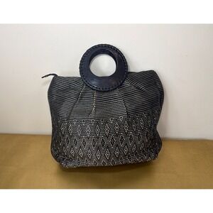 Vintage Monsac Original Woven Leather Bag w/ Circular leather Handle